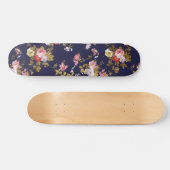 Stilvolles Marineblau-Rosagoldboho mit Blumen Skateboard (Horizontal)
