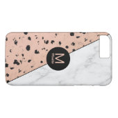 Stilvolles Marmor- und Rose-Gold-Muster mit Monogr Case-Mate iPhone Hülle (Rückseite (Horizontal))