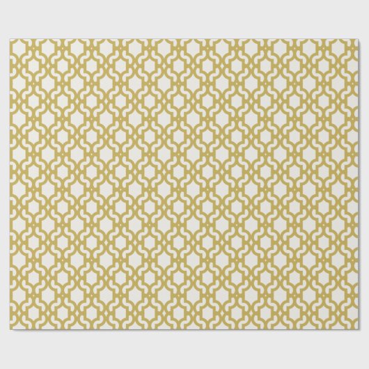 Stilvolles marokkanisches Gold Quatrefolie Lattice Geschenkpapier (Flach)
