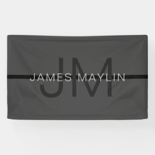 Stilvolles, maskulines dunkelgraues Name- und Mono Banner