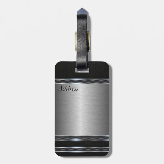 Stilvolles Metall mit ledernem Blick Gepäckanhänger (Rückseite vertikal)