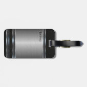 Stilvolles Metall mit ledernem Blick Gepäckanhänger (Rückseite horizontal)