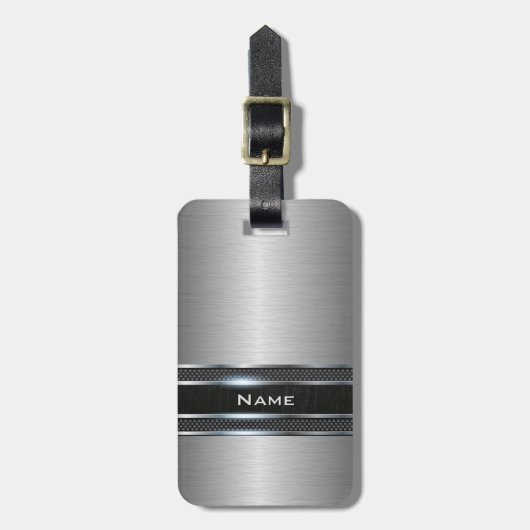 Stilvolles Metall mit ledernem Streifen-Blick Gepäckanhänger (Vorderseite vertikal)