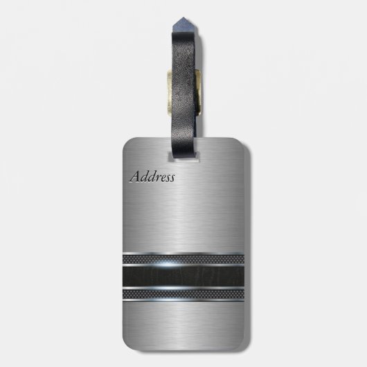 Stilvolles Metall mit ledernem Streifen-Blick Gepäckanhänger (Rückseite vertikal)