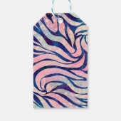 Stilvolles Metallic Blue & Holographic Zebra Print Geschenkanhänger (Rückseite)