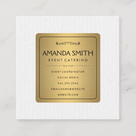 Stilvolles Metallic Gold mit subtilem Wavy Muster Quadratische Visitenkarte (Vorderseite)