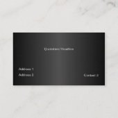 Stilvolles metallisches Blick-Schwarzes Visitenkarte (Rückseite)