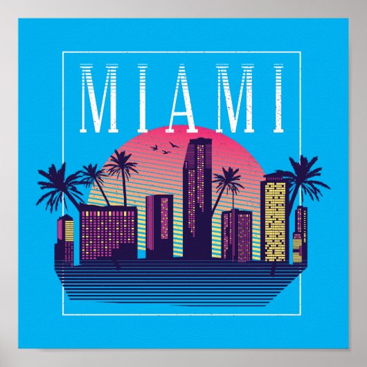 Stilvolles Miami Florida Retro City-Logo Poster (Vorne)