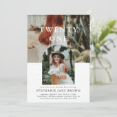 Stilvolles Minimal Foto 21. Geburtstag Einladung (Stehend Vorderseite)