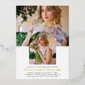 Stilvolles Minimal Foto 30. Geburtstag Folieneinladung (Vorderseite)