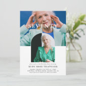 Stilvolles Minimal Foto 70. Geburtstag Einladung (Stehend Vorderseite)