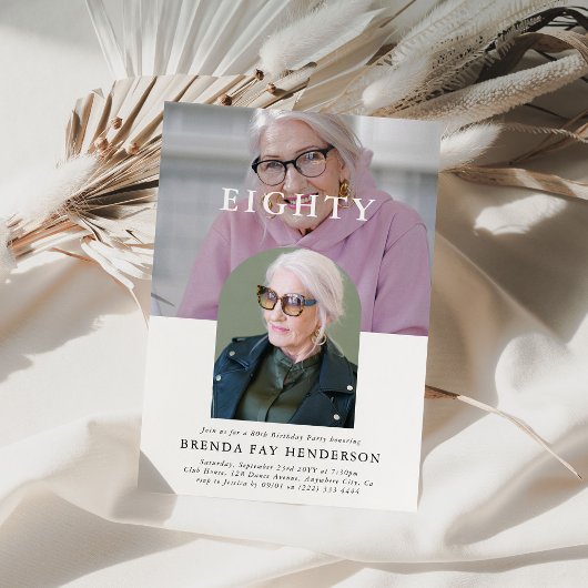 Stilvolles Minimal Foto ACHTUNG 80. Geburtstag Einladung
