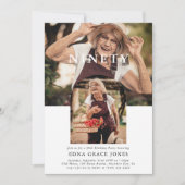 Stilvolles Minimal Foto NINETY 90. Geburtstag Einladung (Vorderseite)