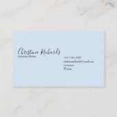 Stilvolles Minimalistisch Blue Visitenkarte (Rückseite)