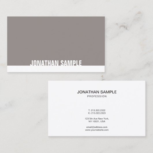 Stilvolles Minimalistisches Design Braun Weiß Schl Visitenkarte (Vorne/Hinten)