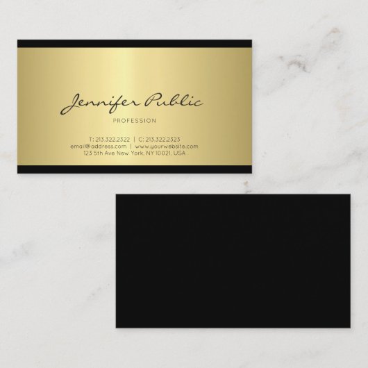 Stilvolles Minimalistisches Design Gold Trendy Sch Visitenkarte (Vorne/Hinten)