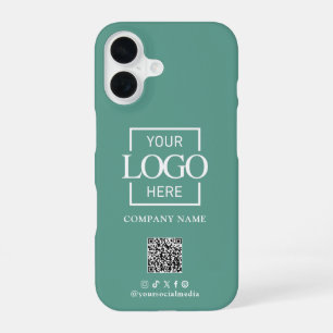Stilvolles minimalistisches Geschäftslogo und QR-C iPhone 16 Hülle