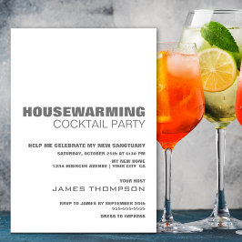 Stilvolles Minimalistisches Housewarming Cocktail  Einladung