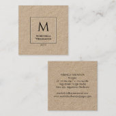 Stilvolles, Minimalistisches Kraft-MONOGRAM Quadratische Visitenkarte (Vorne/Hinten)