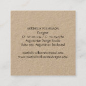 Stilvolles, Minimalistisches Kraft-MONOGRAM Quadratische Visitenkarte (Rückseite)