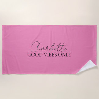 Stilvolles minimalistisches Monogramm Name Rosa Strandtuch