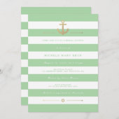 Stilvolles Minzstreifen-Brautparty laden ein Einladung (Vorne/Hinten)
