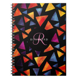Stilvolles Mit Monogramm, farbenprächtiges Dreieck Notizblock