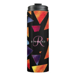 Stilvolles Mit Monogramm, farbenprächtiges Dreieck Thermosbecher