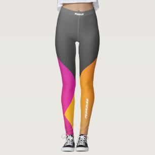 Stilvolles mit Monogramm-grau-rosa-gelbes Training Leggings