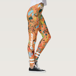 Stilvolles mit Monogramm-Orangenmuster-Training Leggings