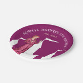 Stilvolles mittelalterliches Girly Dark Pink Princ Pappteller (Schrägansicht)