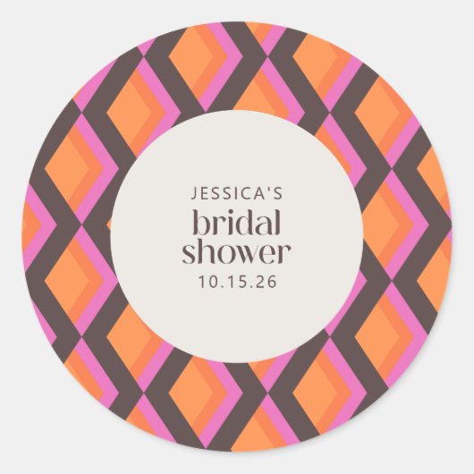 Stilvolles Mod Mitte des Jahrhunderts Pink Brown B Runder Aufkleber (Vorderseite)