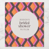 Stilvolles Mod Mitte des Jahrhunderts Pink Brown B Weinetikett (Einzelnes Label)