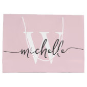 Stilvolles Modern Blush Pink Monogram, Initialskri Große Geschenktüte (Rückseite)