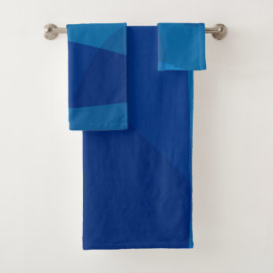 Stilvolles, modernes Abstrakt geometrisches Blau Badhandtuch Set