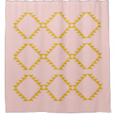 Stilvolles modernes Bauernhaus Geometric Blush Pin Duschvorhang (Vorderseite)