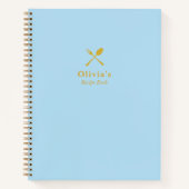 Stilvolles, modernes Blue and Gold Blank Recipe Bo Notizblock (Vorderseite)