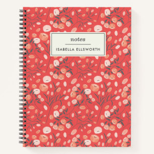 Stilvolles modernes Blumenmuster Orange Personalis Notizblock
