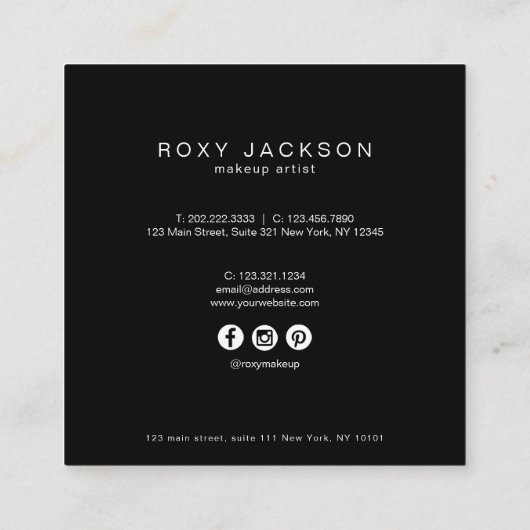 Stilvolles, modernes, elegantes Chick-holografisch Quadratische Visitenkarte (Rückseite)