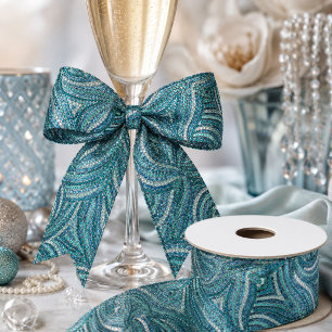 Stilvolles modernes elegantes Silber-Türkis-Blau-S Satinband
