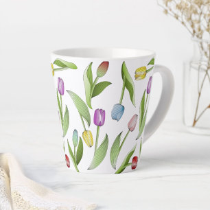 Stilvolles modernes farbenfrohes Tulpen-Blumenmust Milchtasse