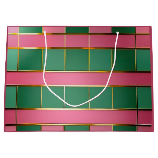 Stilvolles modernes Farbgrid Rosa und Grün Große Geschenktüte (Vorderseite)
