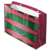 Stilvolles modernes Farbgrid Rosa und Grün Große Geschenktüte (Rückseite Schrägansicht)