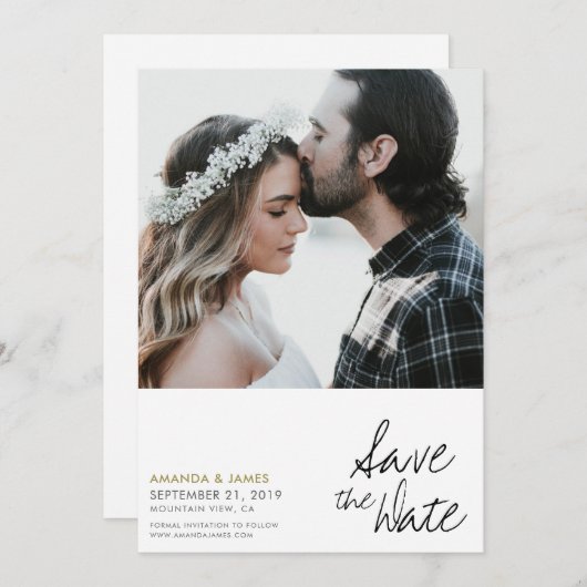 Stilvolles modernes Foto Hochzeit Speichern Sie di Save The Date (Vorne/Hinten)