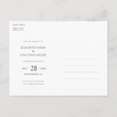 Stilvolles modernes Foto Save the Date Hochzeit Ankündigungspostkarte (Rückseite)