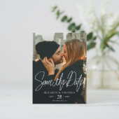 Stilvolles modernes Foto Save the Date Hochzeit Ankündigungspostkarte (Stehend Vorderseite)