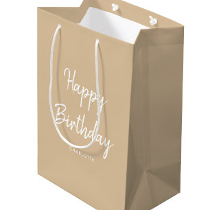Stilvolles modernes Happy Birthday Gold Mittlere Geschenktüte