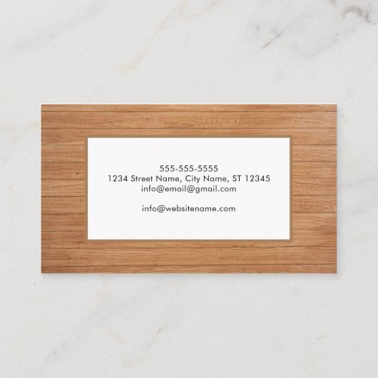 Stilvolles, modernes Holzschnitzwerk Visitenkarte (Rückseite)