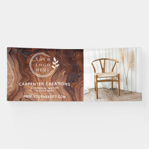 Stilvolles modernes Holzschreinerei-Logo-Foto Banner