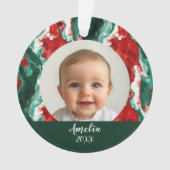 Stilvolles modernes Marmor _ Erste Weihnachtsdekor Ornament (Vorderseite)